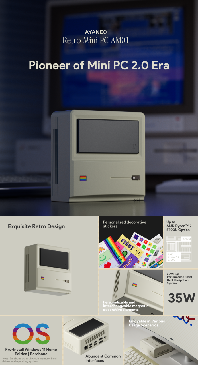 [Link] AyaNeo Retro Mini PC AM01: un PC compatto in veste retro Macintosh 1