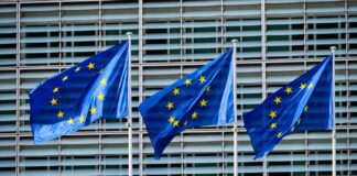 EU flags in front of European Commission