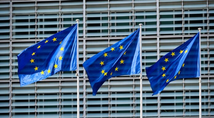 EU flags in front of European Commission