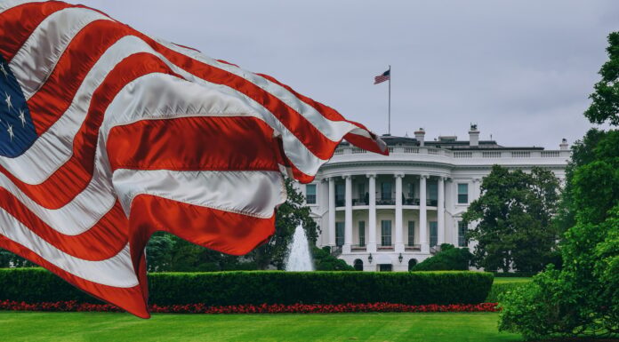 US flag White House - Washington DC United States